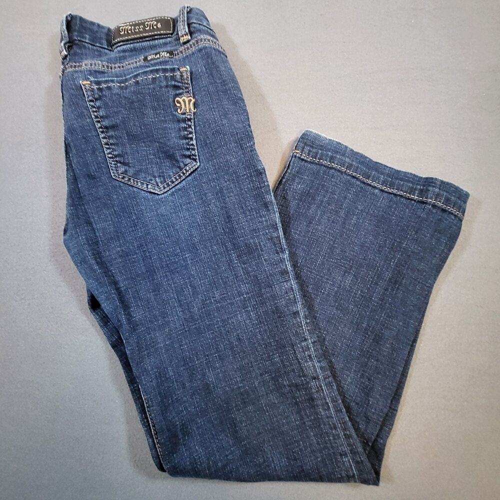 Miss Me Wide Leg Jeans 30x32 Mid Rise Dark Wash Contrast Stitch Y2K Western Boho